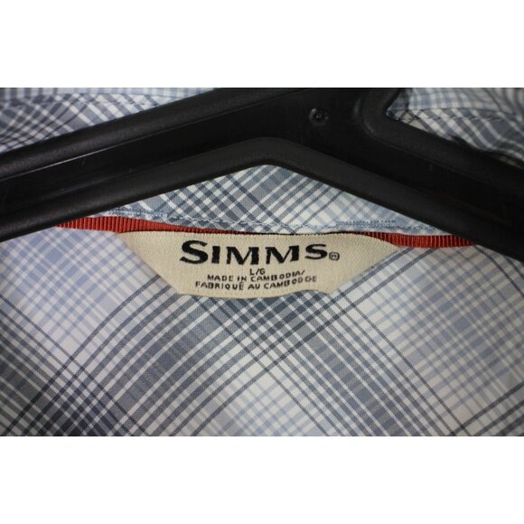 Simms Mens Large Nylon Blend Plaid Fishing Outdoor Button Up Shirt C1087 - Picture 4 of 6